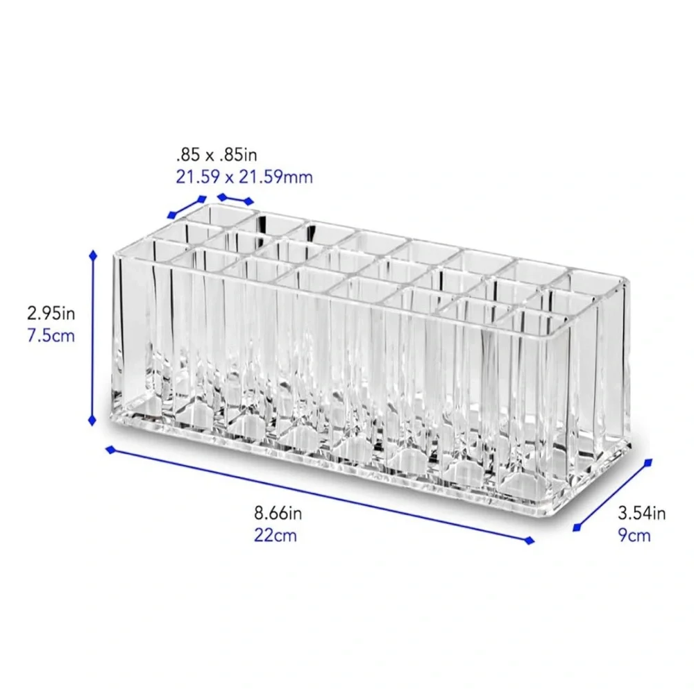 Clear Acrylic Lip Gloss Organizer by Alegory- 24 Spaces for Lipstick Products